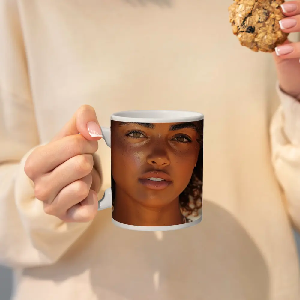 Young Woman Portrait With Gold Glitter – Mugs