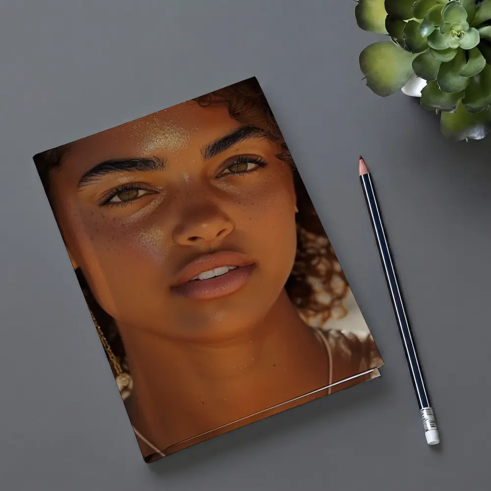 Young Woman Portrait With Gold Glitter – Notebooks