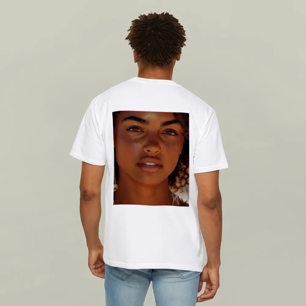 Young Woman Portrait With Gold Glitter – T-Shirts