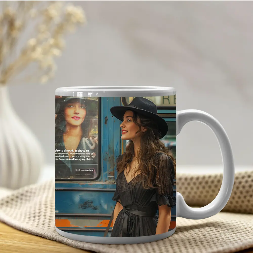Woman Black Dress Hat Urban Street Style – Mugs