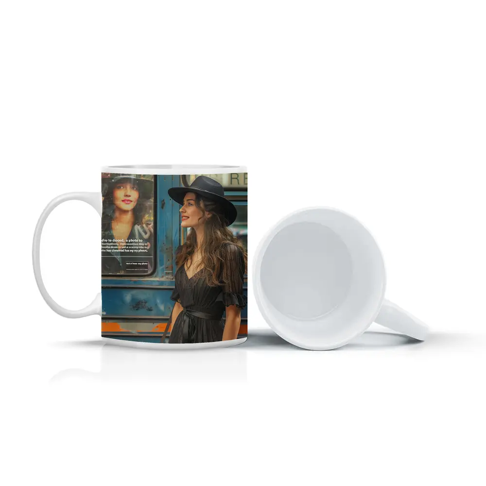 Woman Black Dress Hat Urban Street Style – Mugs