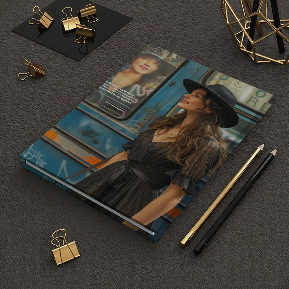 Woman Black Dress Hat Urban Street Style – Notebooks