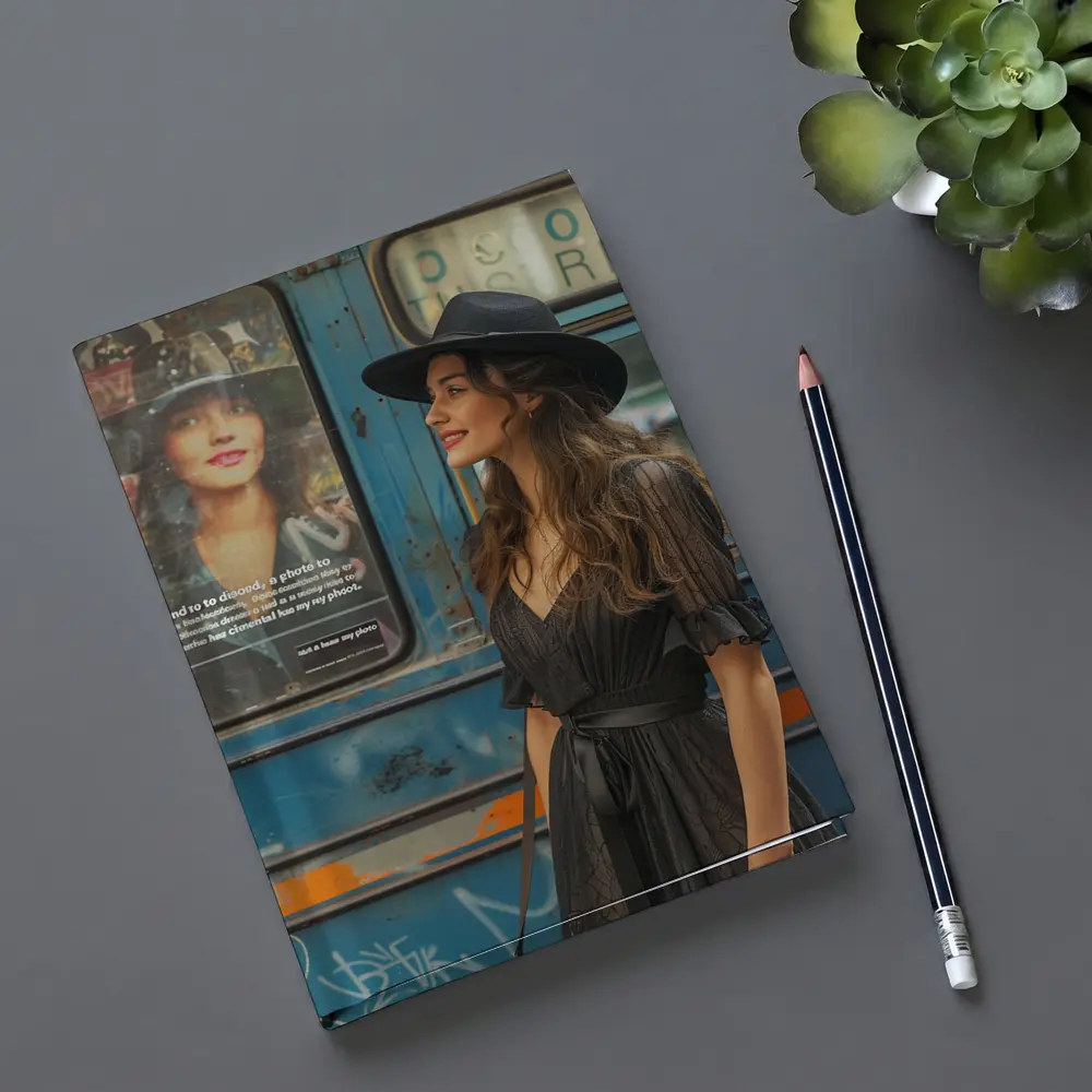 Woman Black Dress Hat Urban Street Style – Notebooks