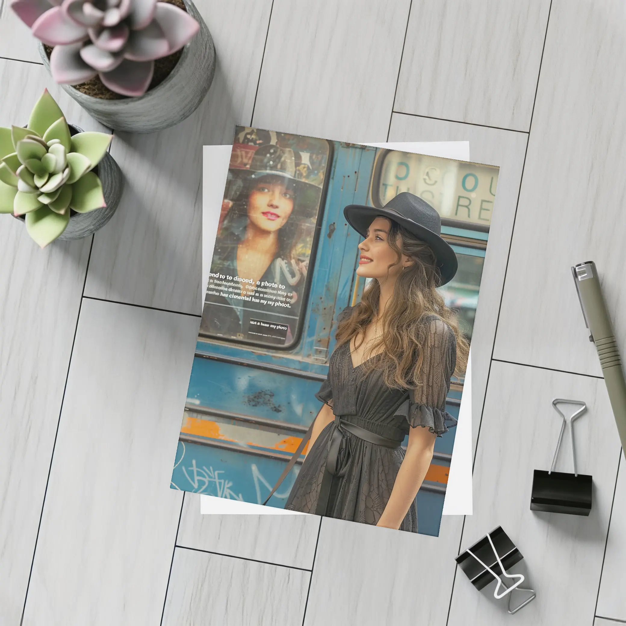 Woman Black Dress Hat Urban Street Style – Postcards