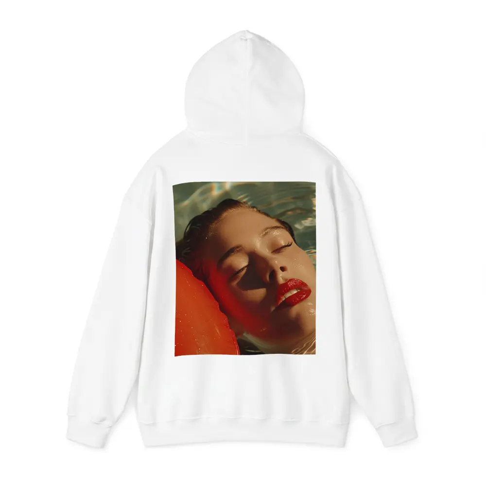Woman Floating In Pool Red Lips – Hoodies