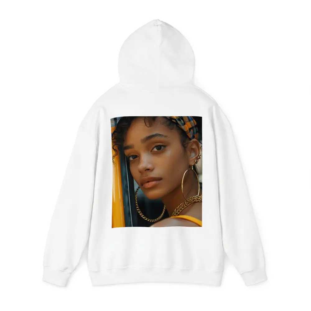 Young Woman Gold Jewelry Urban Street Style – Hoodies