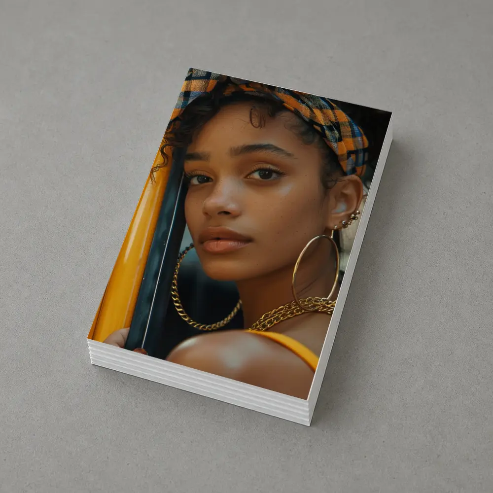 Young Woman Gold Jewelry Urban Street Style – Postcards