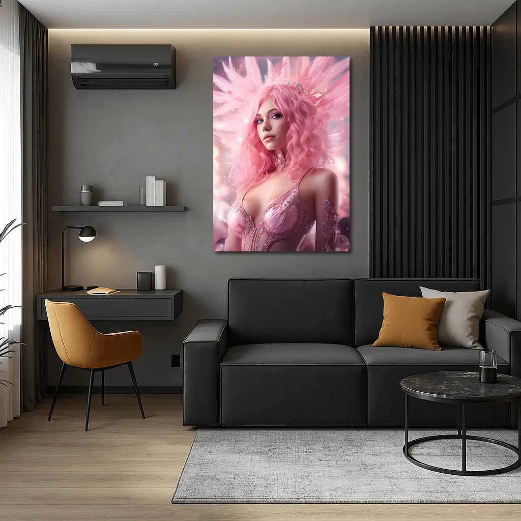 Pink Angel Woman Fantasy Digital Art – Wall Art