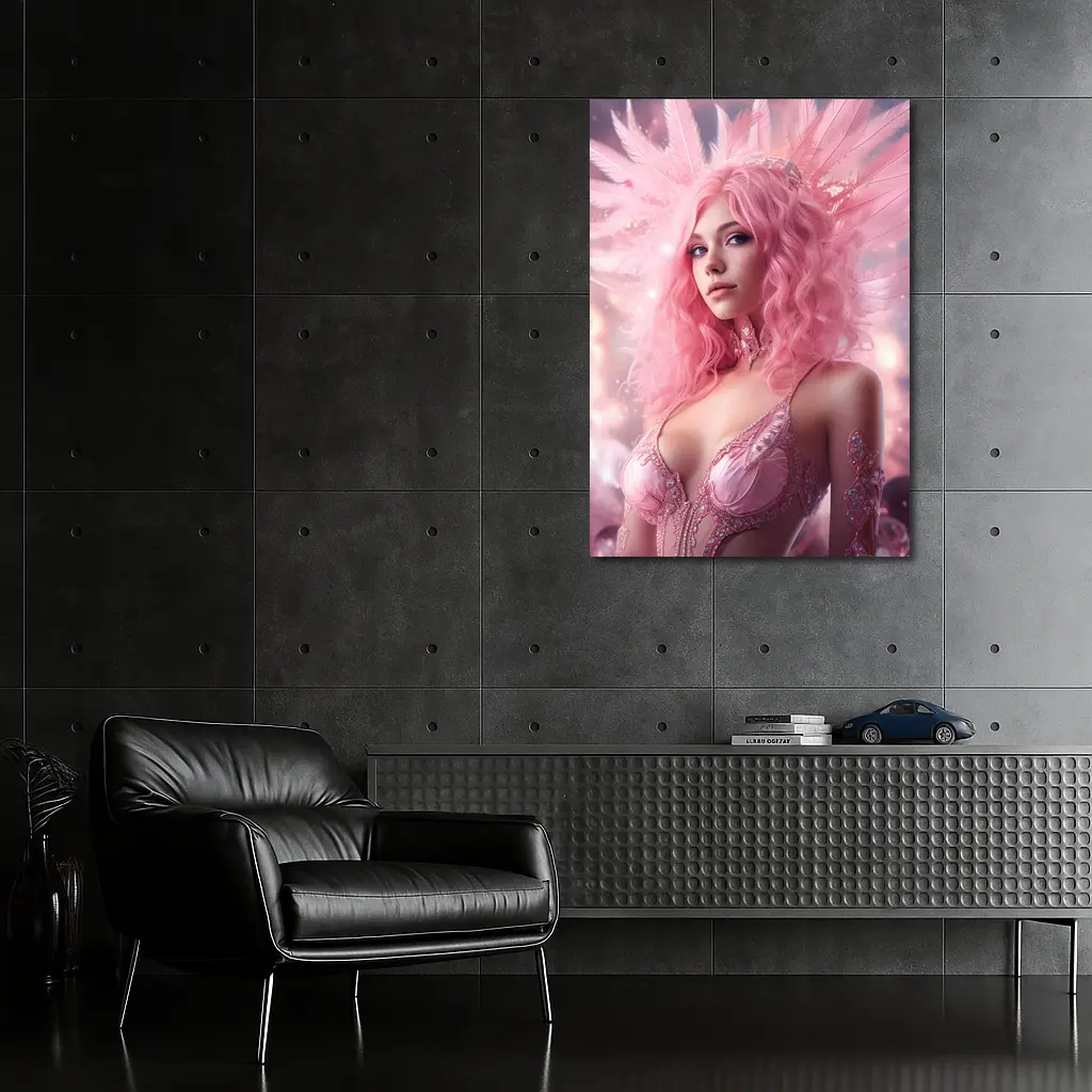 Pink Angel Woman Fantasy Digital Art – Wall Art