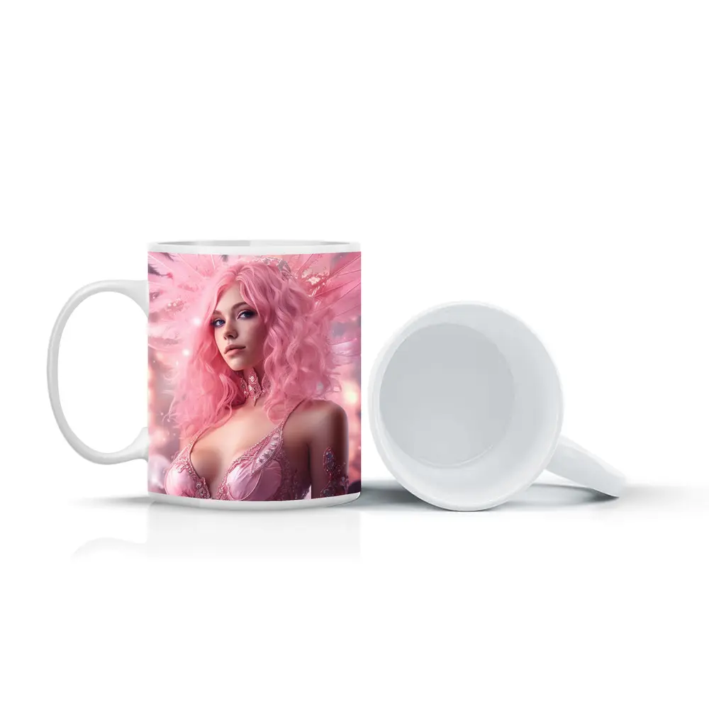 Pink Angel Woman Fantasy Digital Art – Mugs