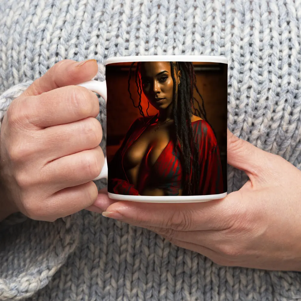 Woman With Dreads Red Moody Interior – Mugs