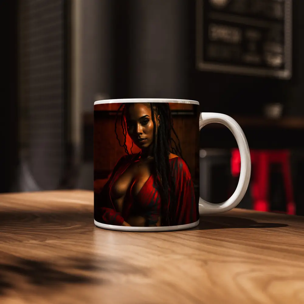 Woman With Dreads Red Moody Interior – Mugs