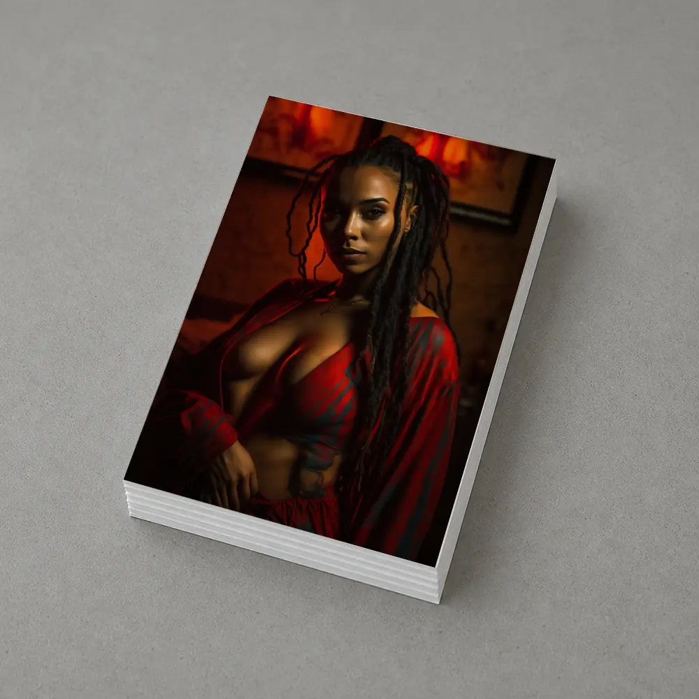Woman With Dreads Red Moody Interior – Postcards