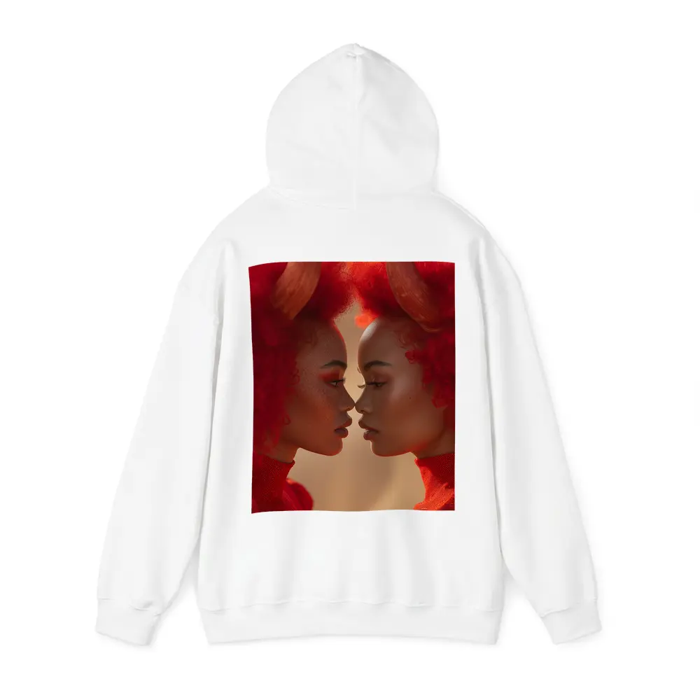 Two Women With Red Horns Facing Close – Hoodies