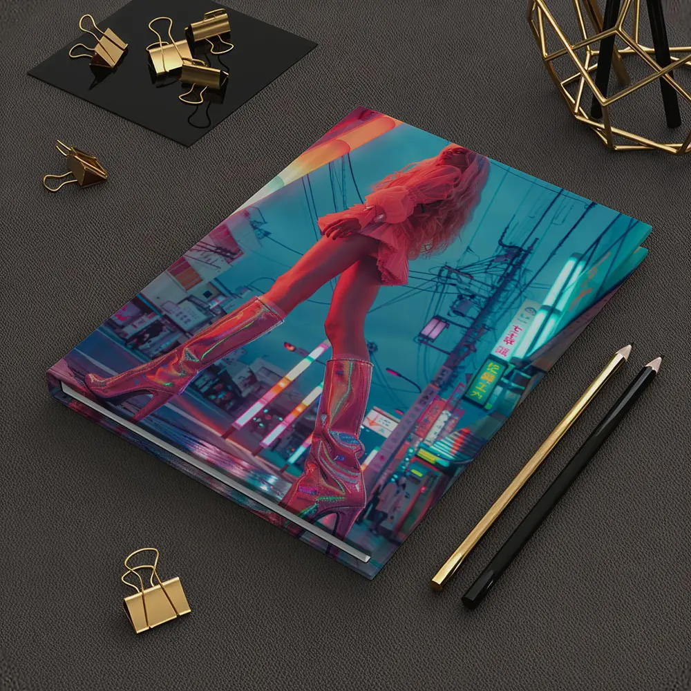 Blonde Woman Neon Tokyo Street Night – Notebooks