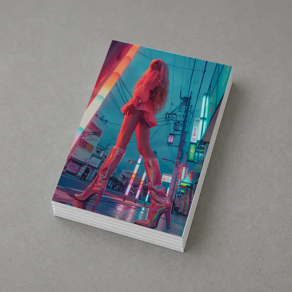 Blonde Woman Neon Tokyo Street Night – Postcards