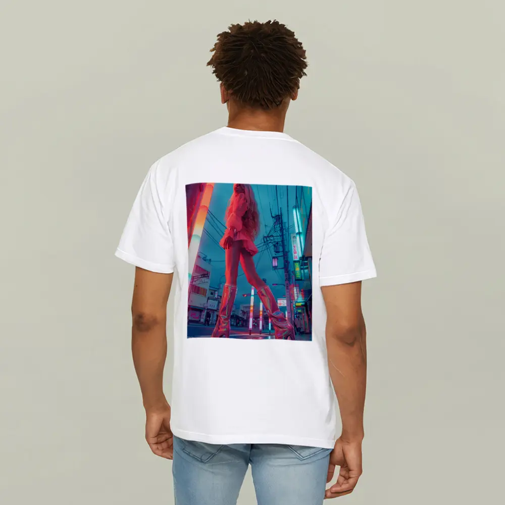 Blonde Woman Neon Tokyo Street Night – T-Shirts