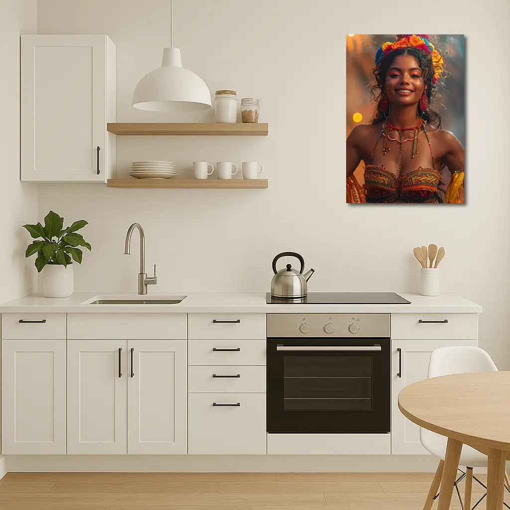 Colorful Carnival Woman Floral Headdress Festival – Wall Art