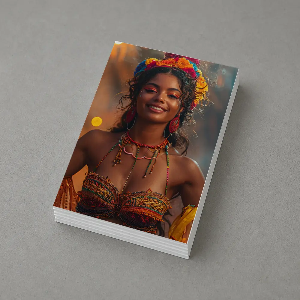 Colorful Carnival Woman Floral Headdress Festival – Postcards