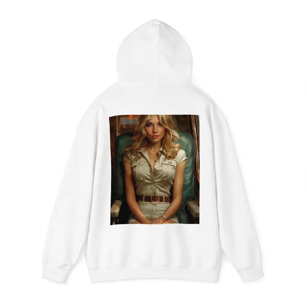Blonde Woman Sitting Inside Aircraft Cockpit – Hoodies