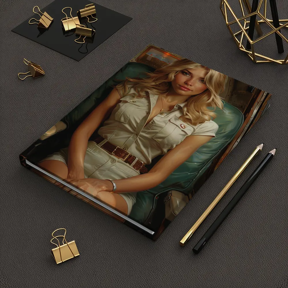 Blonde Woman Sitting Inside Aircraft Cockpit – Notebooks