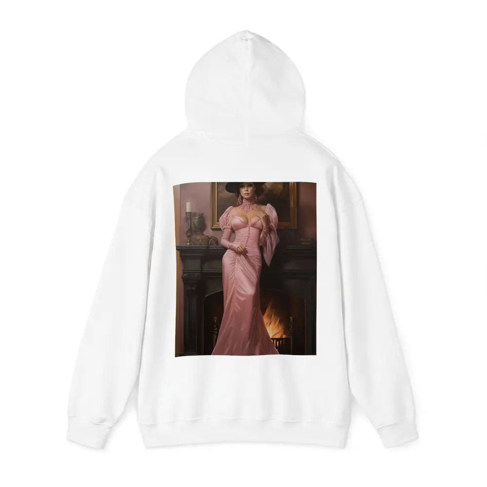 Victorian Woman Pink Gown Fireplace Interior – Hoodies