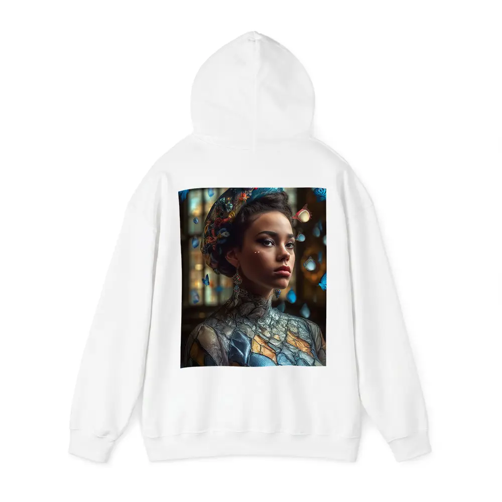 Fantasy Woman Blue Butterflies Ornate Interior – Hoodies