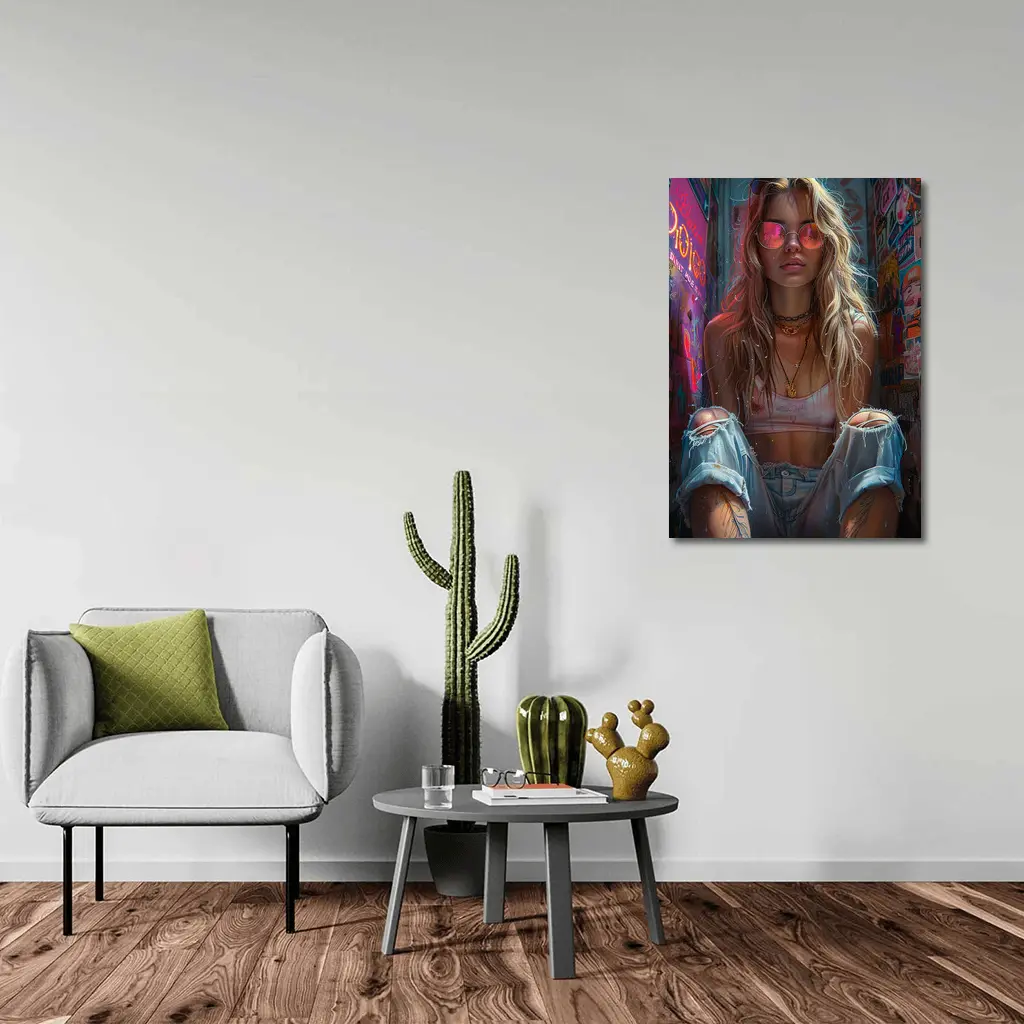 Grunge Girl Pink Sunglasses Graffiti Wall – Wall Art