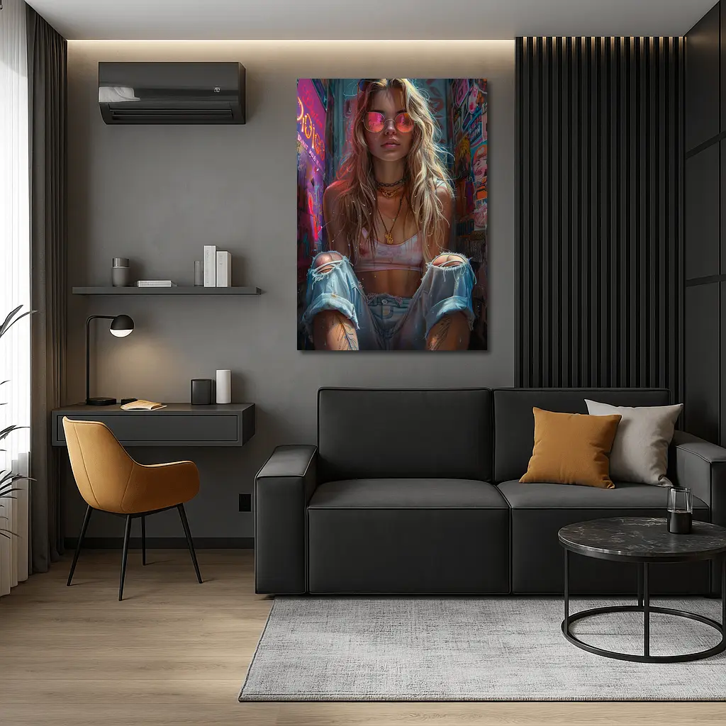 Grunge Girl Pink Sunglasses Graffiti Wall – Wall Art