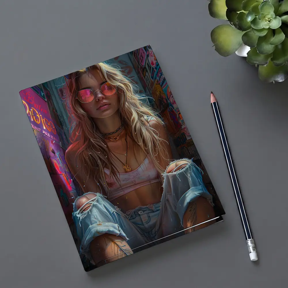 Grunge Girl Pink Sunglasses Graffiti Wall – Notebooks