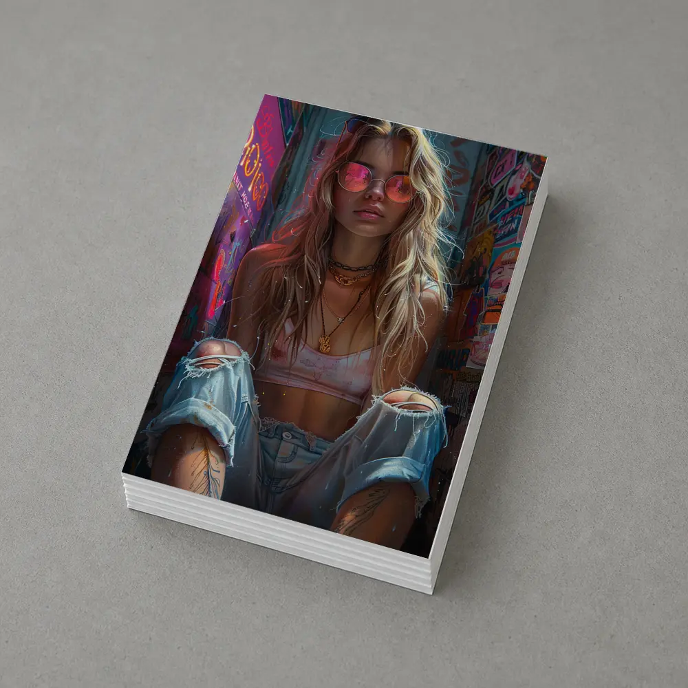 Grunge Girl Pink Sunglasses Graffiti Wall – Postcards