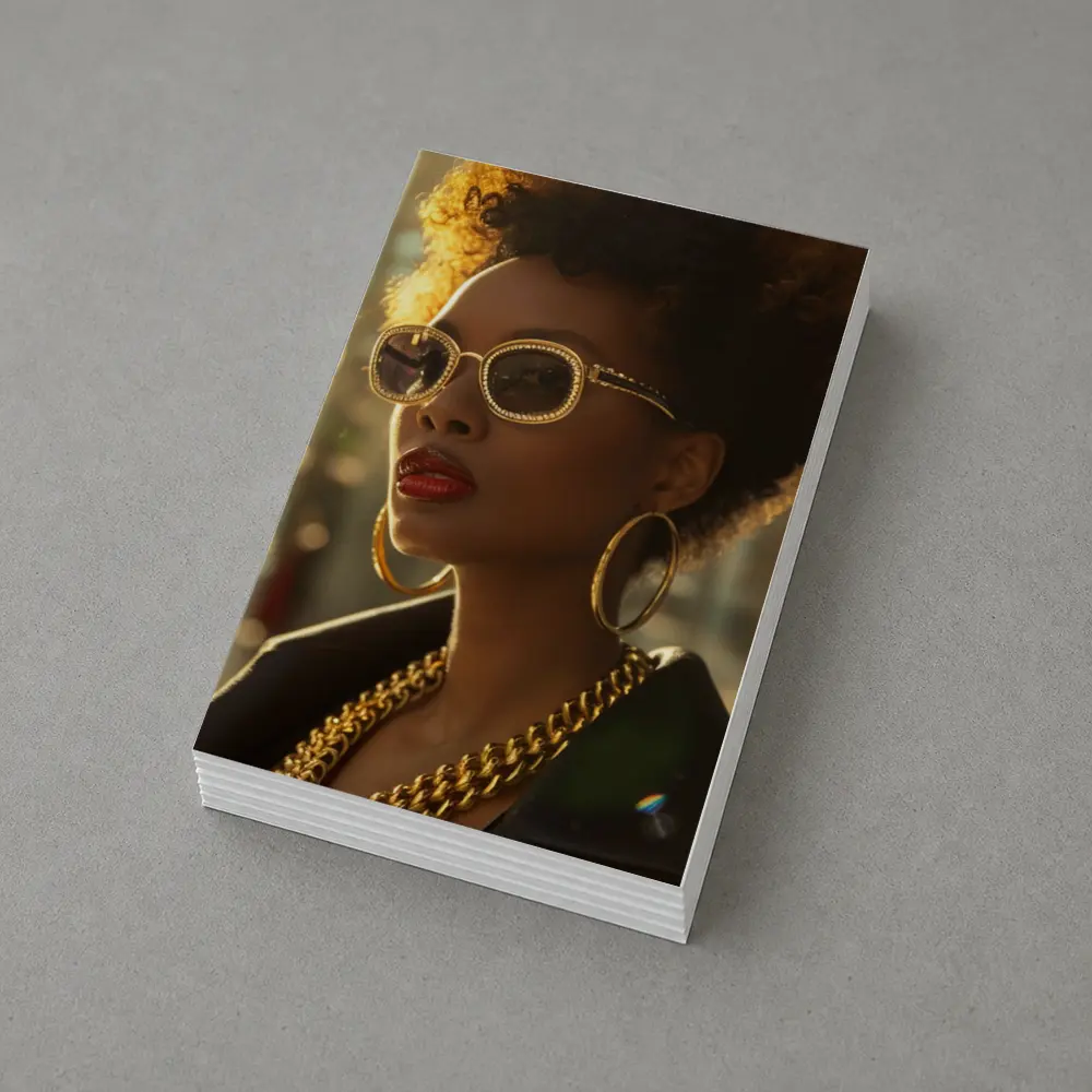 Black Woman Gold Jewelry Afro Street Style – Postcards