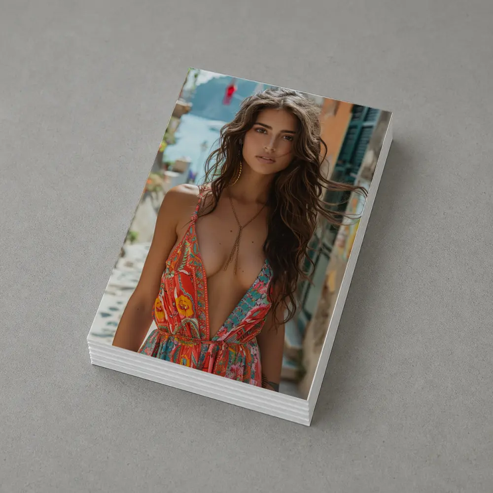 Boho Floral Dress Woman Mediterranean Street – Postcards