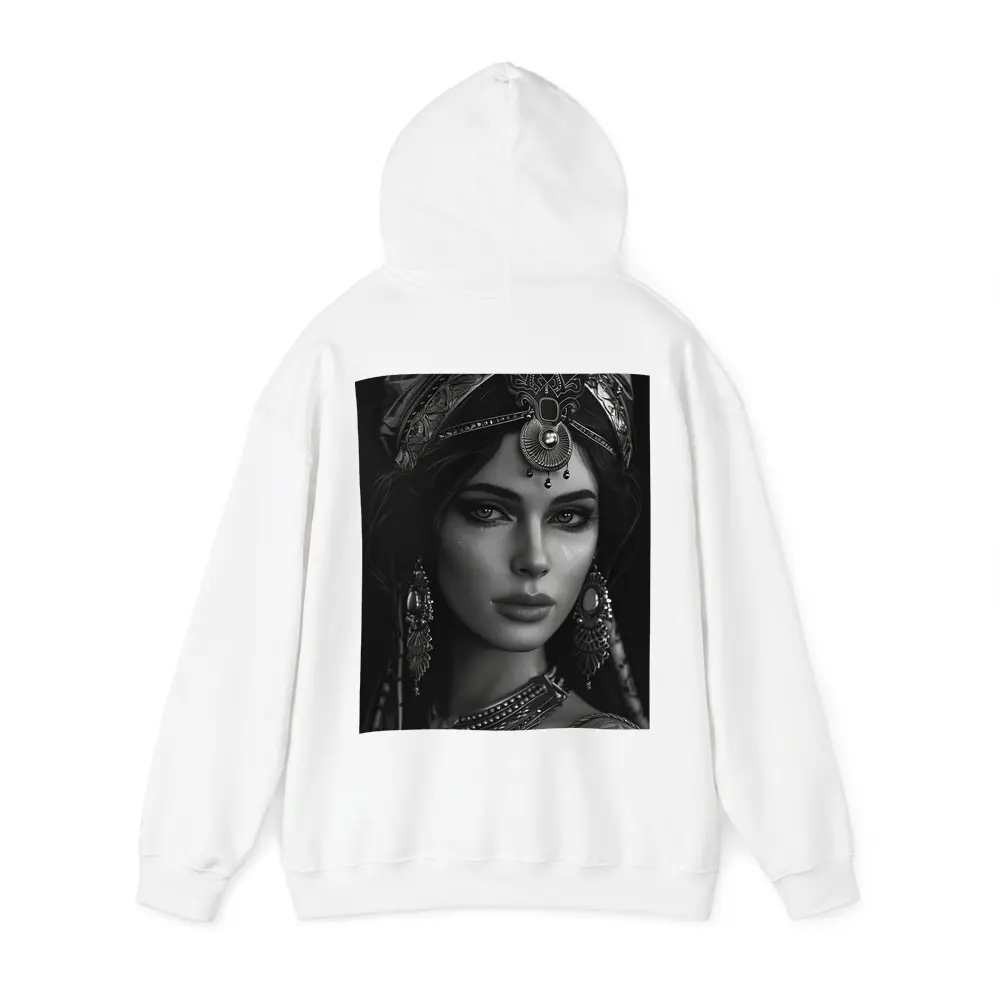 Black and White Woman Portrait Ornate Headdress – Hoodies