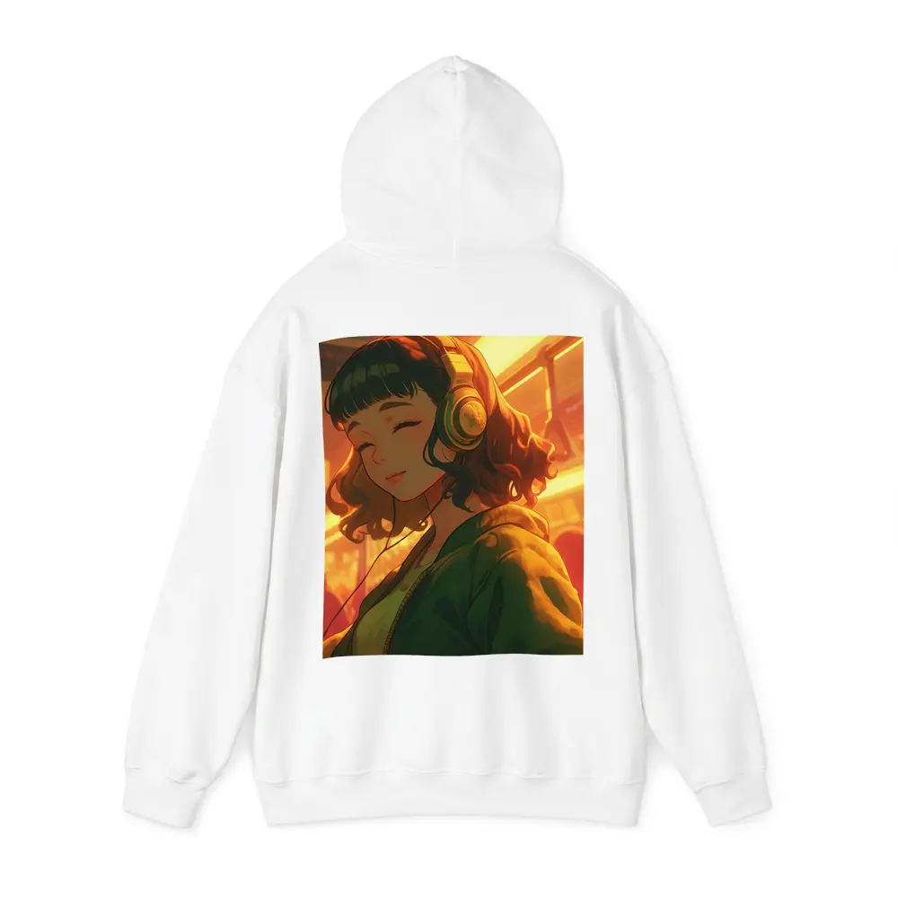 Anime Girl Headphones Warm Golden Light – Hoodies