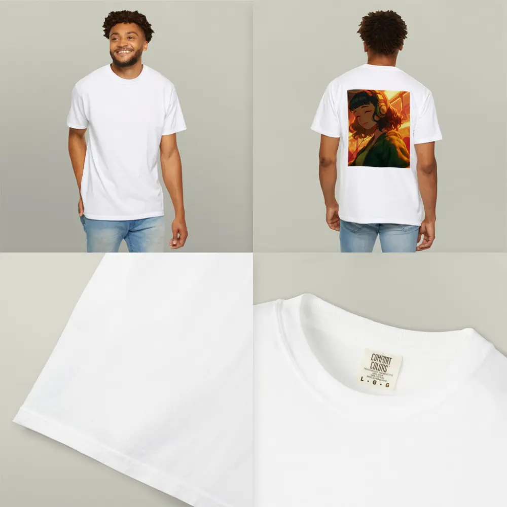 Anime Girl Headphones Warm Golden Light – T-Shirts