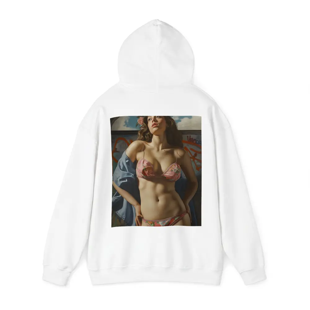 Woman in Floral Bikini Graffiti Background Art – Hoodies