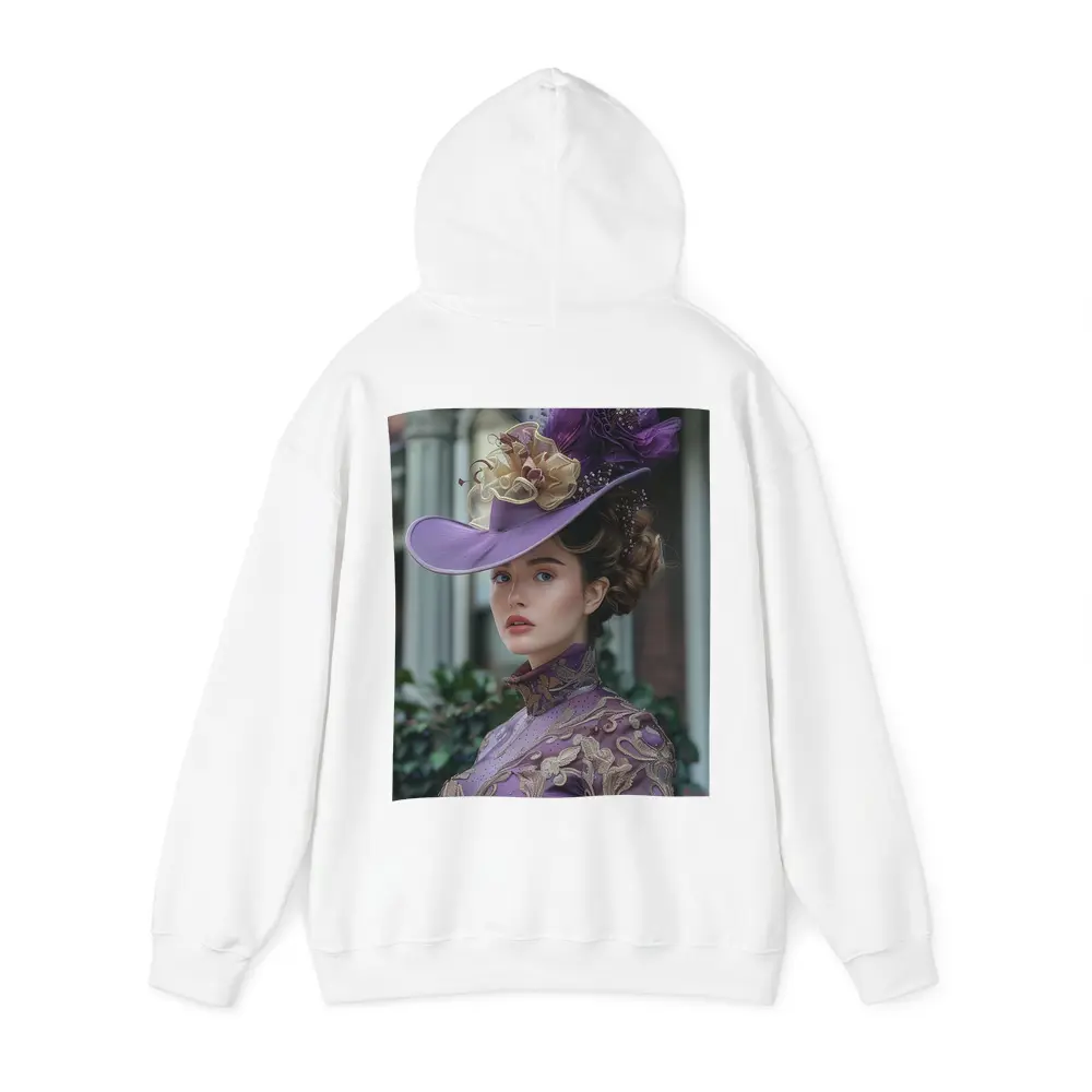 Victorian Woman Purple Hat Gold Embroidery – Hoodies
