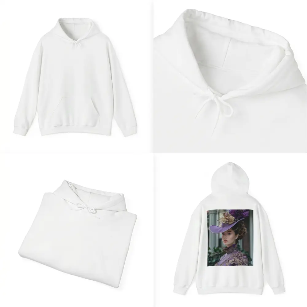 Victorian Woman Purple Hat Gold Embroidery – Hoodies