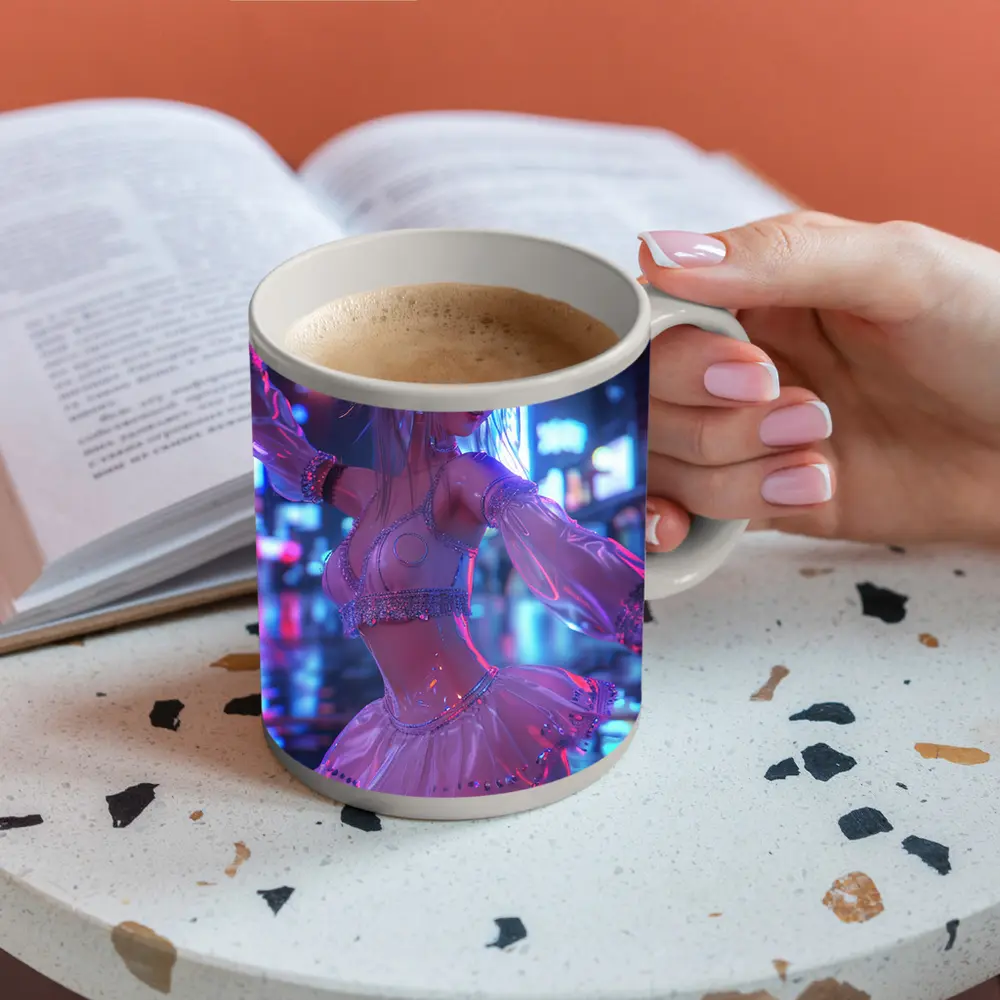 Anime Girl Neon City Night Dance – Mugs