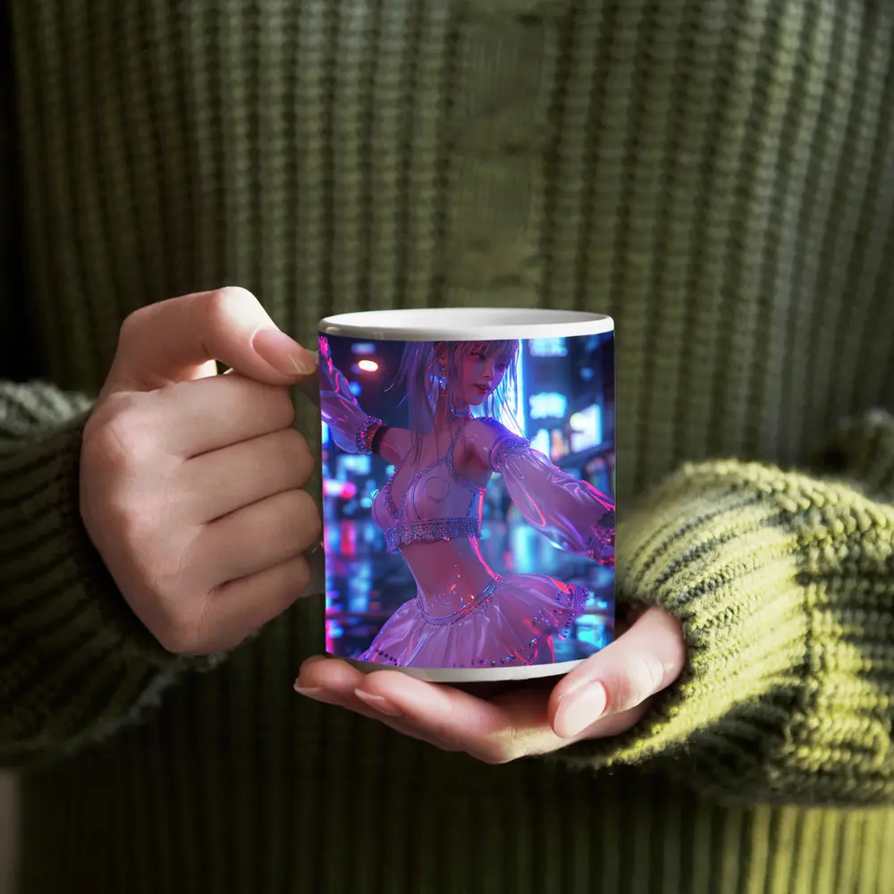 Anime Girl Neon City Night Dance – Mugs