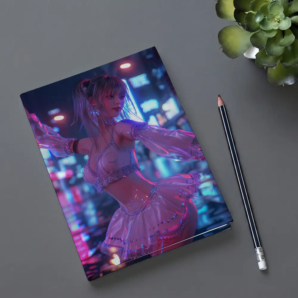Anime Girl Neon City Night Dance – Notebooks