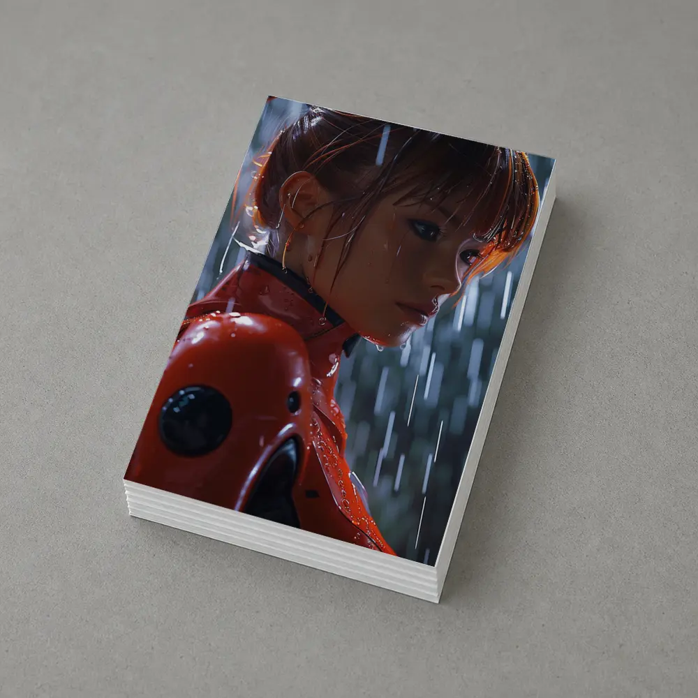 Anime Girl Red Suit Rainy Night – Postcards