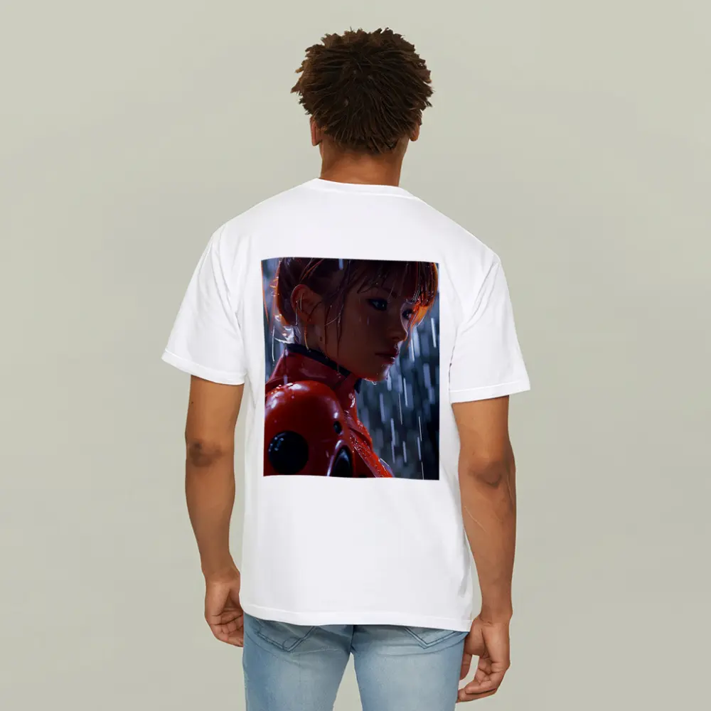 Anime Girl Red Suit Rainy Night – T-Shirts