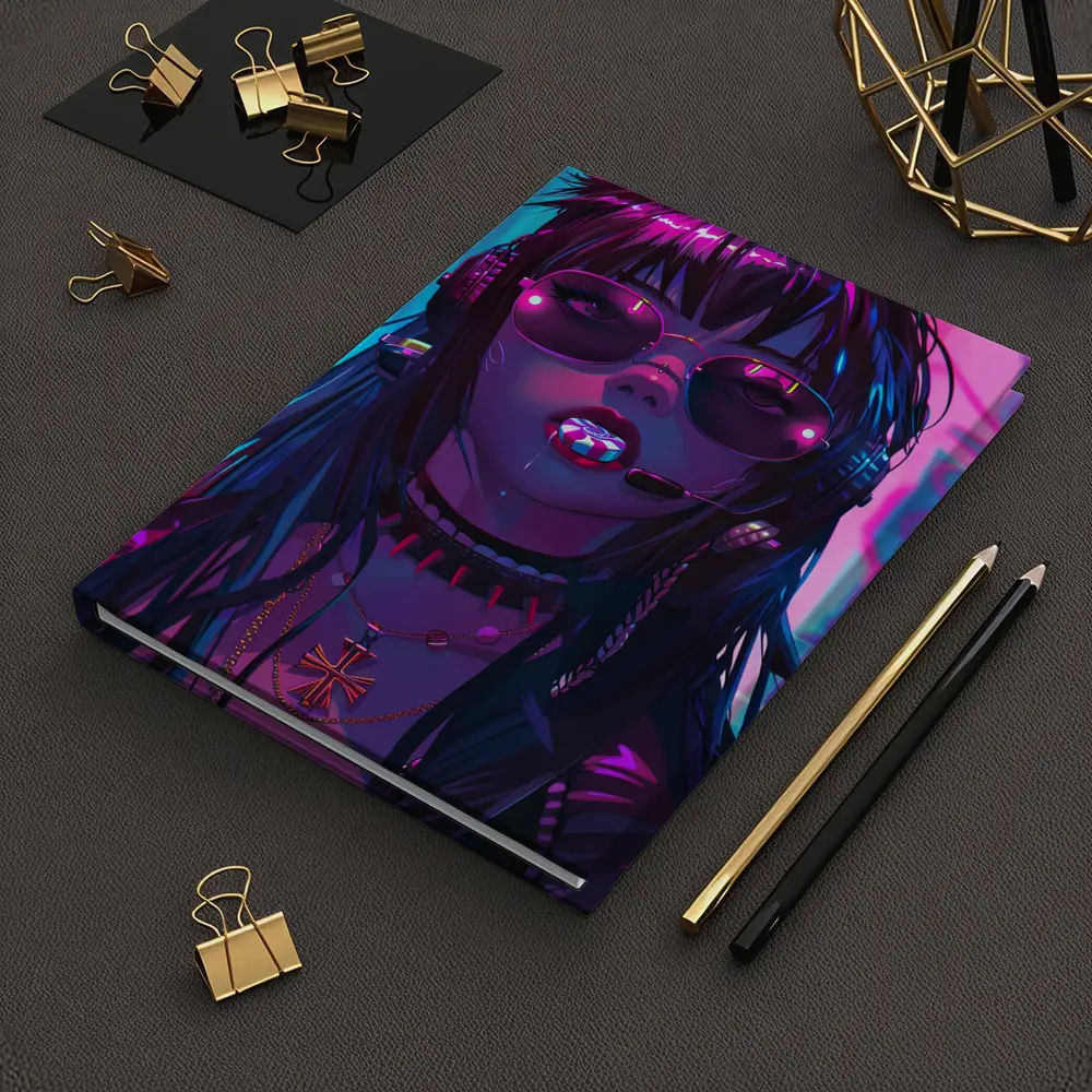 Cyberpunk Anime Girl Neon City Night – Notebooks