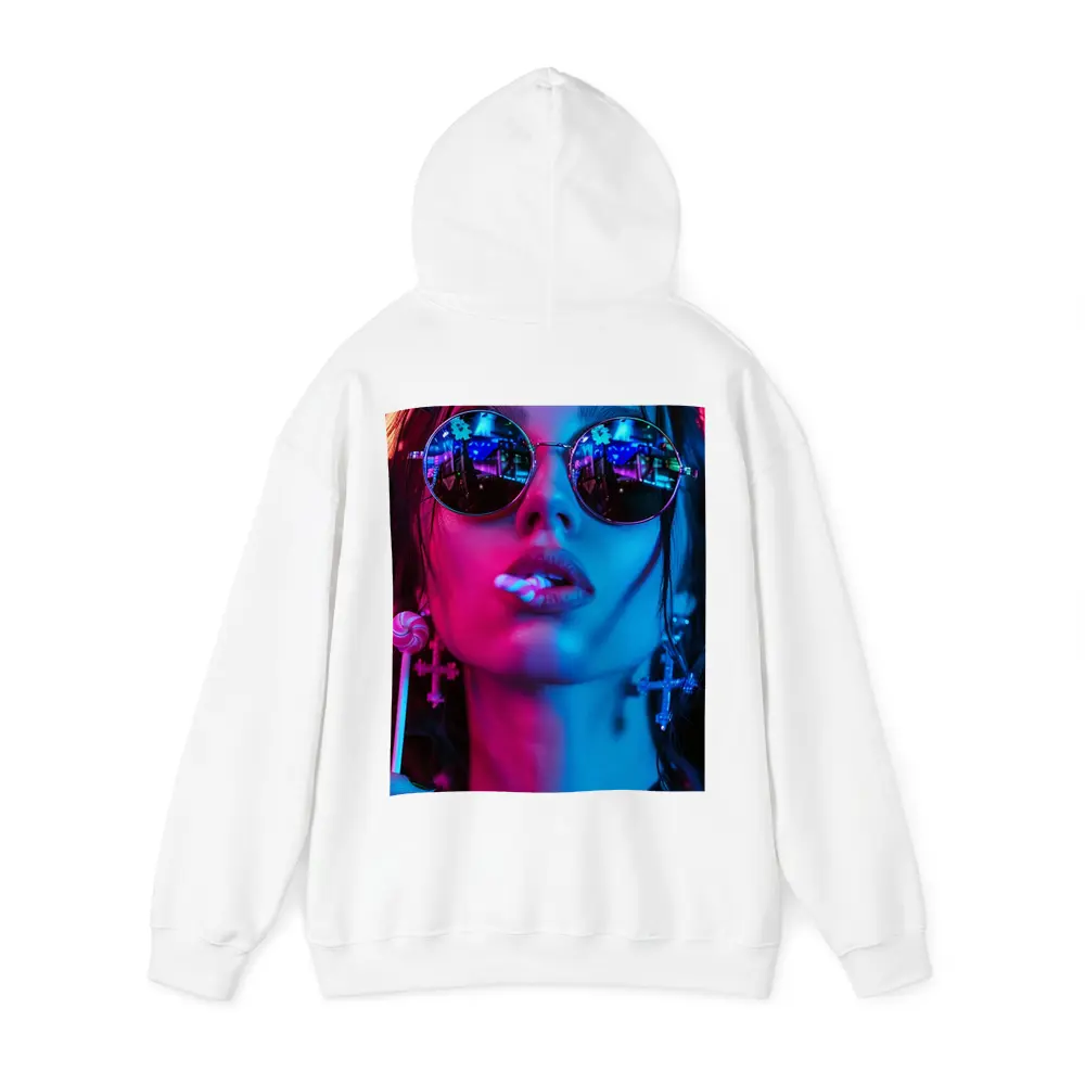 Neon Lit Woman Round Sunglasses Cyberpunk Style – Hoodies