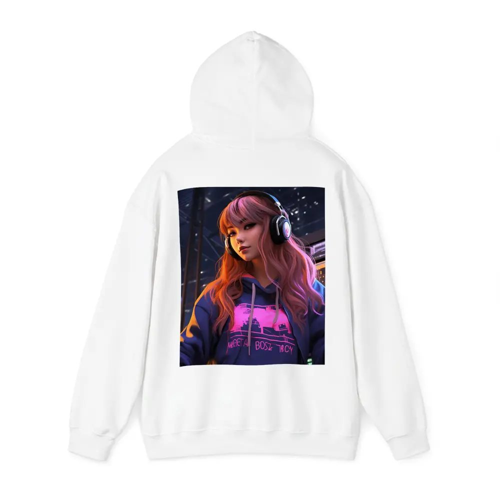 Anime Girl Headphones Neon City Night – Hoodies