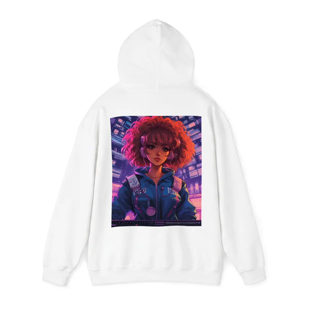 Anime Girl DJ Cyberpunk Neon City Background – Hoodies