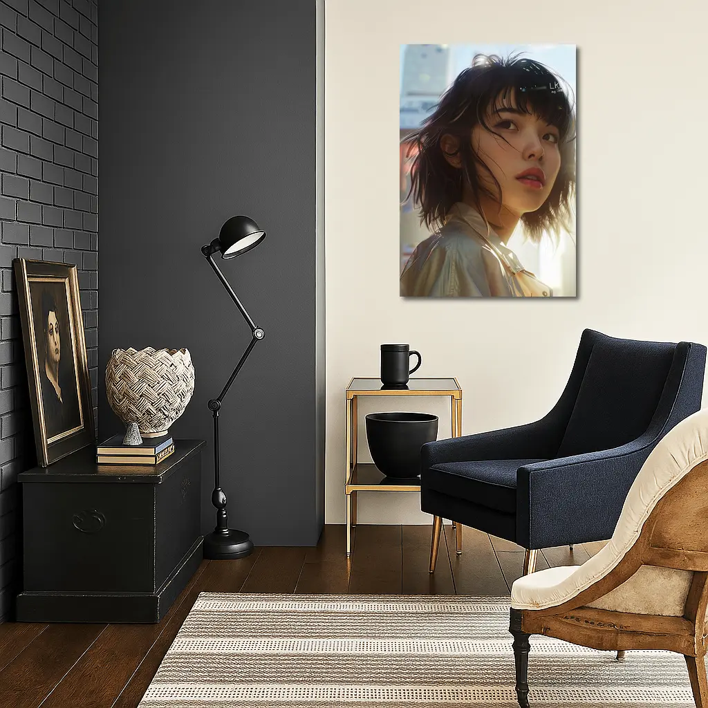 Young Asian Woman Urban City Sunlight Portrait – Wall Art