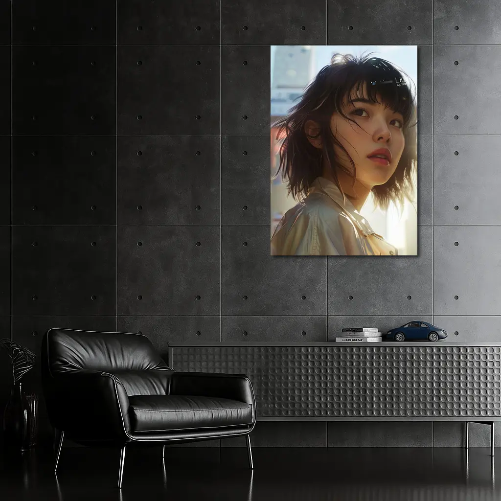 Young Asian Woman Urban City Sunlight Portrait – Wall Art